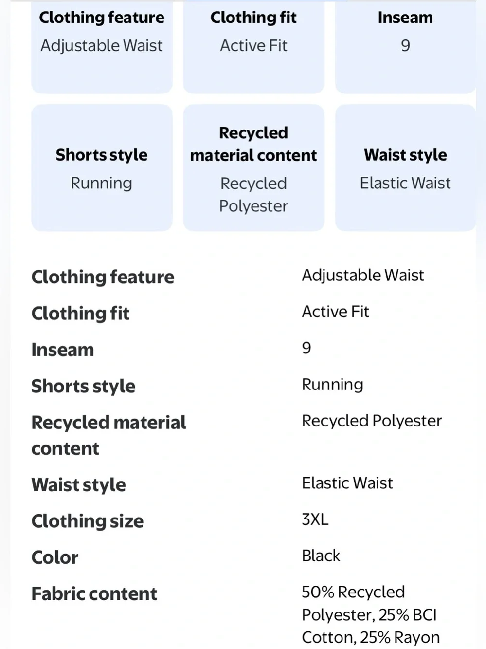 NWT Athletic Works Men's Black  Athletic Tri Blend shorts  - Set of 2